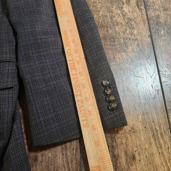 Jos. A. Bank Blazer Mens 44R Gray Glen Check Plaid 100% Wool Sport Coat Jacket - Picture 7 of 9